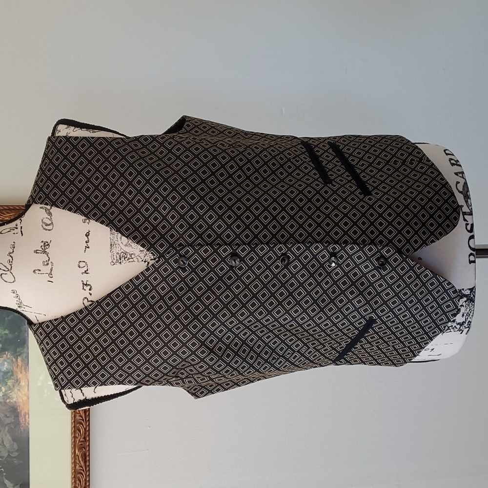 Liz Claiborne menswear style gold and black vest.